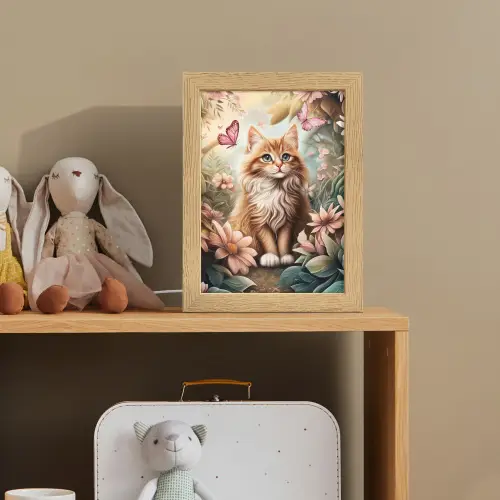 Kat - Bloemen - Vlinders - Roze Light Box met kabel klein -sfeer2_kind