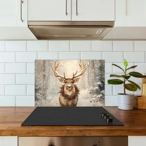 Kerst - Rendier - Winter - Krans keuken achterwand spatscherm klein -sfeer2