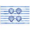 Vier schelpen - Blauw - Wit - Strepen poster papier klein -3d