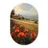 Klaprozen - Rood - Heuvels - Landschap Wandcirkel Ovaal Forex klein -3d