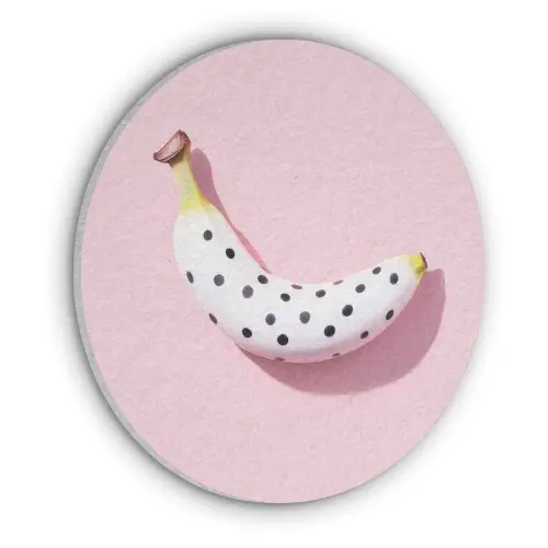 Banaan - Stippen - roze Akoestische PET Vilt - Rond klein -3d