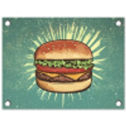 Hamburger - Illustratie - Sla - Kaas tuinposter los doek klein -3d
