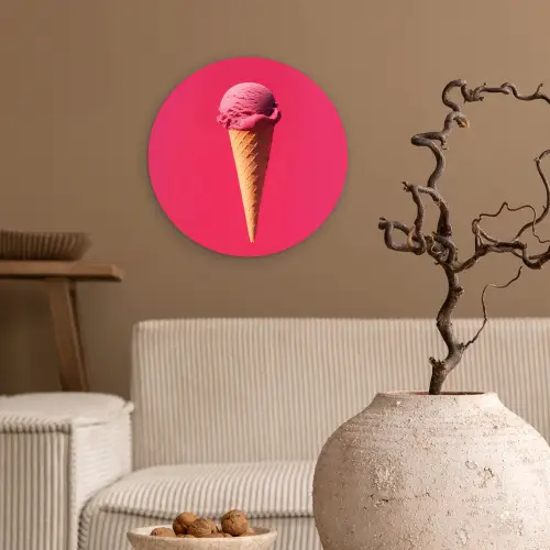 Schepijs - Roze - Hoorntje Wandcirkel kunststof plaat 5mm dik klein -sfeer1