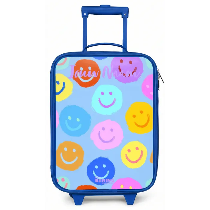 Vrolijk patroon van smileys Kinderkoffer - Blauw klein -zz3dotto