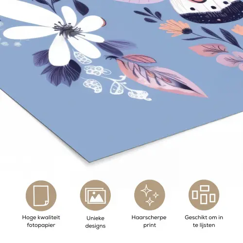 Vlinder - Vleugels - Stippen - Bloemen poster papier klein -closeup_NL