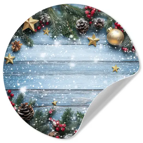 Kerstomlijsting - Sneeuw - Meerkleurig Wandcirkel behangsticker klein -3d