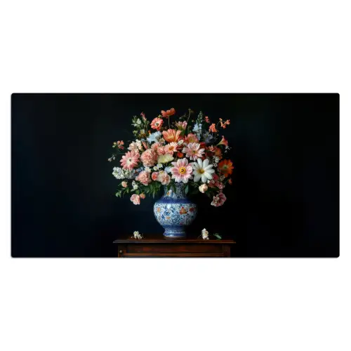 Hout - Vaas - Kleuren - Bloemen Muismat XXL klein -3d_leeg