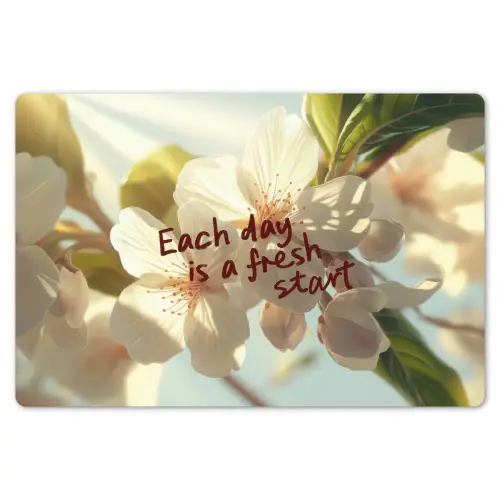 Bloesems - Zonlicht - Quote - Wit Placemat vinyl groot -zzsfeer1_Kitchenyeah-website
