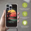 Strand - Minimalistisch - Zon - Oranje Hoesje iPhone 16 Pro Max met koord klein -sfeer2_NL