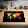 Wereldkaart - Verf - Kleurrijk - Graffiti - Wereld Inductie beschermer vinyl 3mm klein -sfeer5