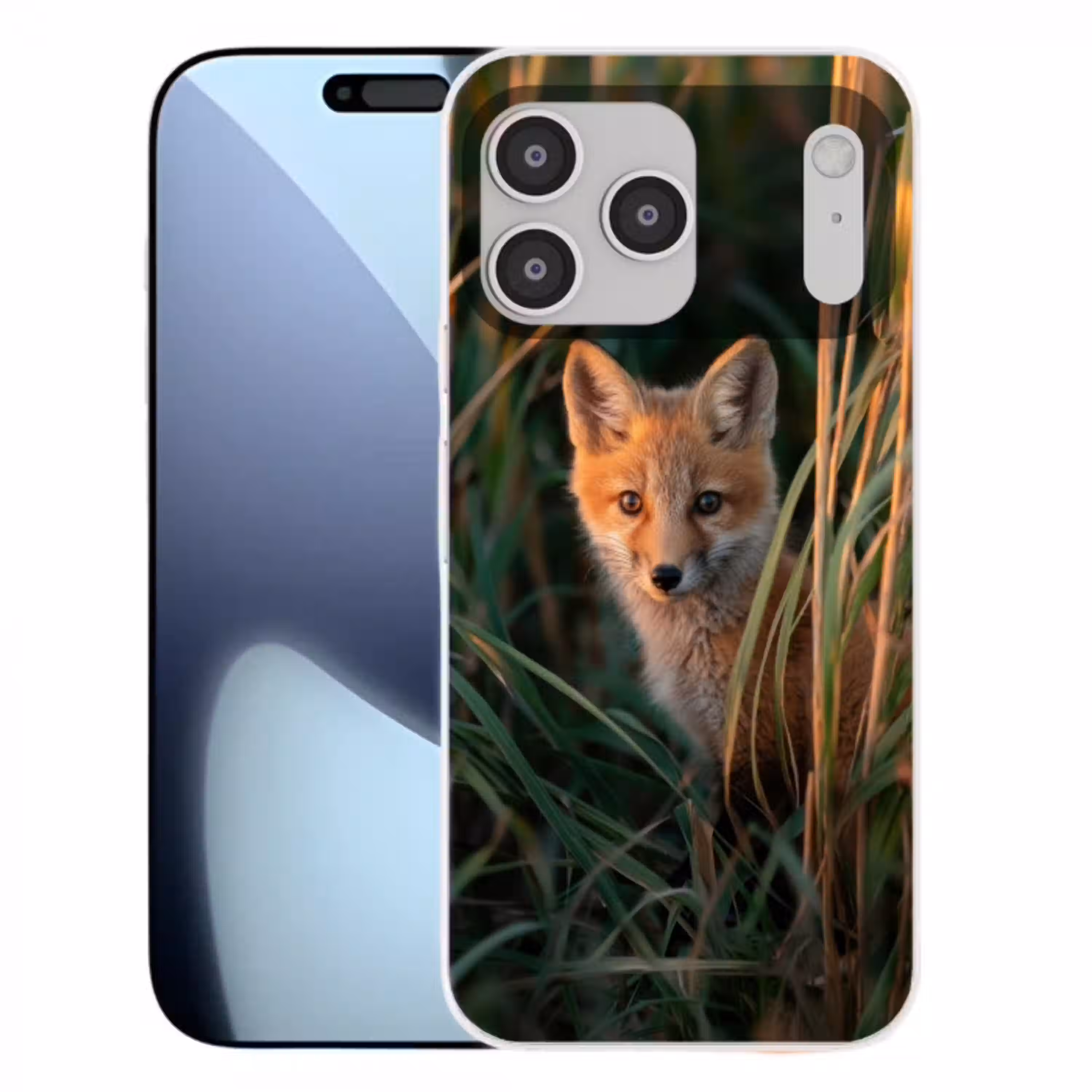 Vos - Oranje - Gras Telefoonhoesje iPhone 17 Pro Max klein -3d