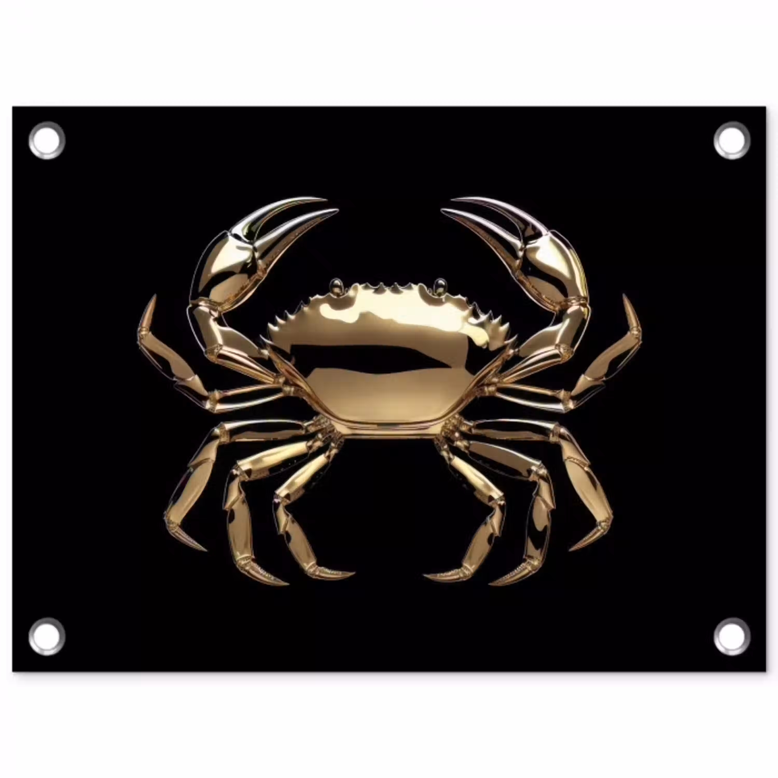 Goud - Krab - Dieren - Zwart tuinposter los doek klein -3d