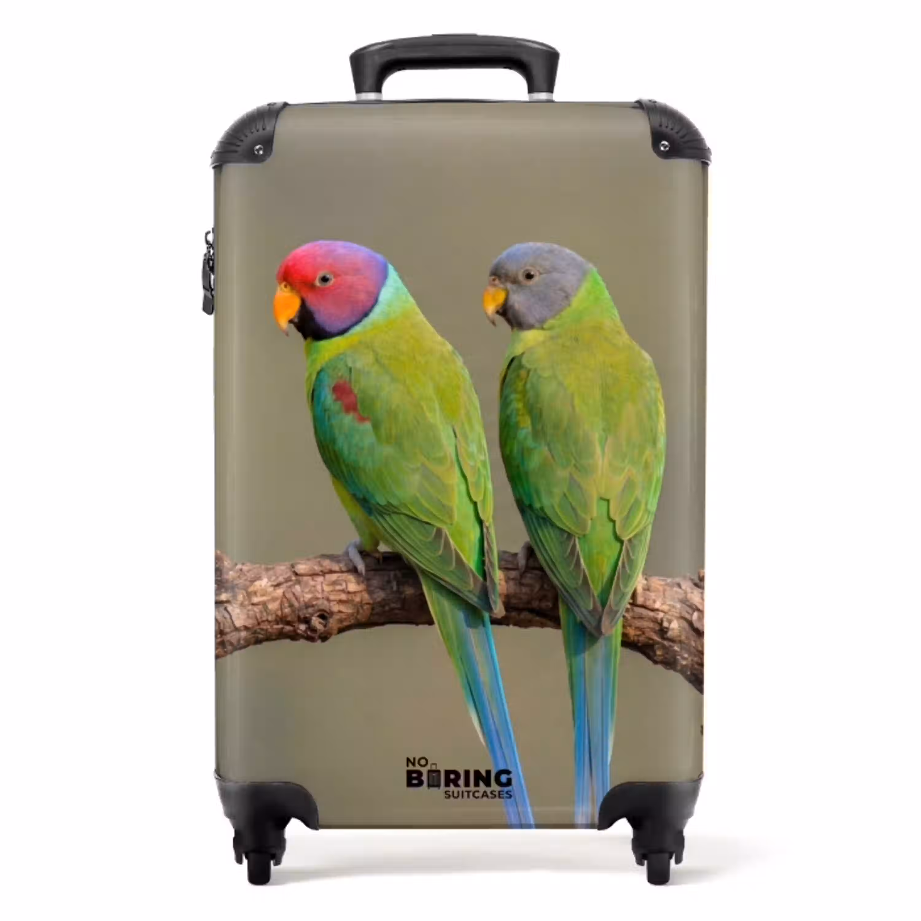 Papagaai - Tak - Natuur - Kleurrijk NBS - Handbagage koffer - Volwassenen Unisex middel -productfoto_recht