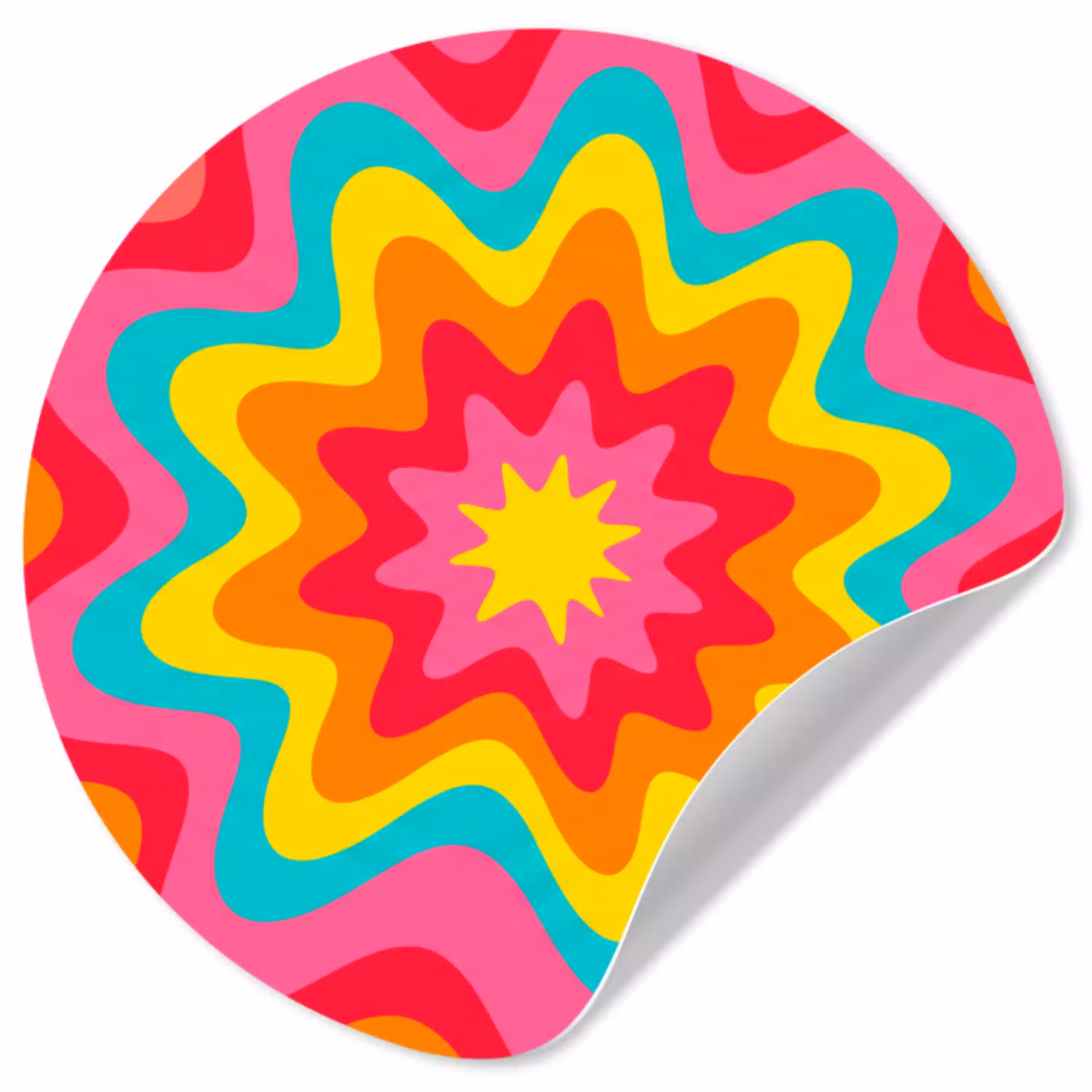 Patroon - Golvend - Kleurrijk Wandcirkel behangsticker klein -3d