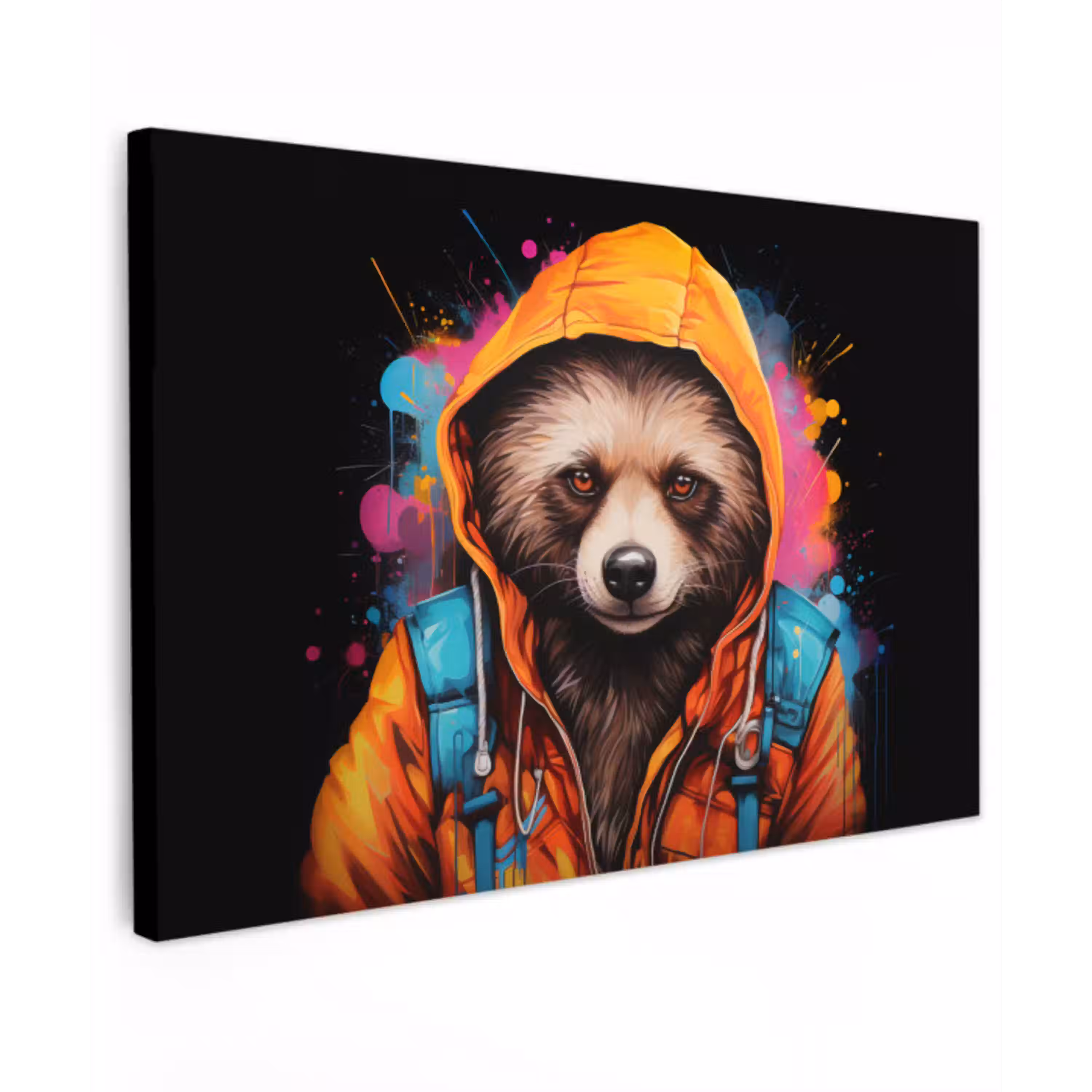 Graffiti - Wasbeer - Jas - Zwart canvas 2cm klein -z3d