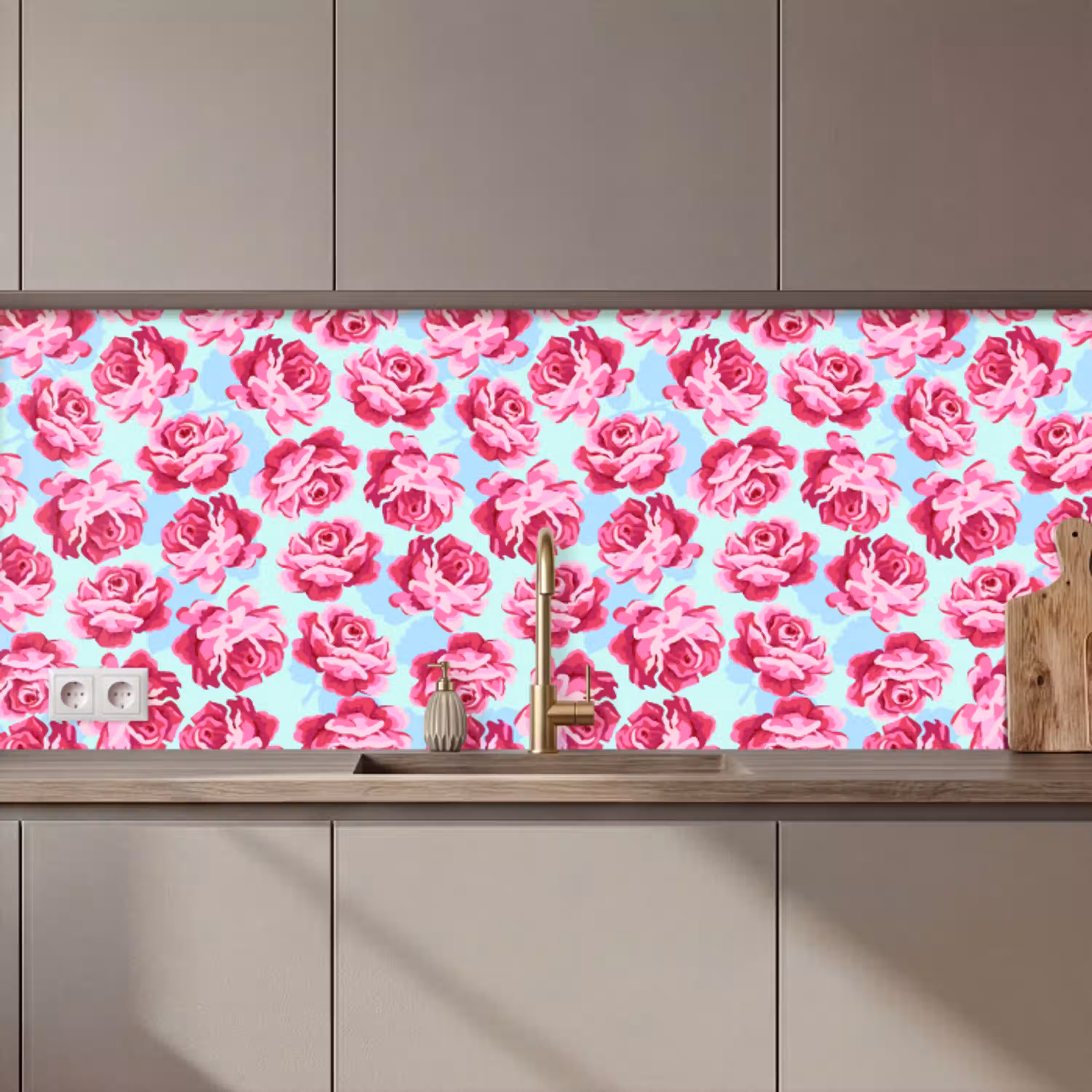 Bloemen - Rozen - Patroon keuken achterwand 2 middel 871 zz_3dshopping
