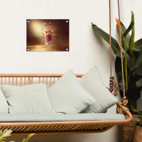 Framboos - Smoothie - Drinken - Roze tuinposter los doek klein -sfeer7