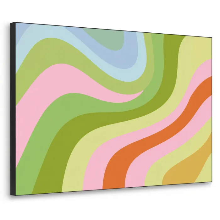 Lijnen - Pasteltinten - Golvend Textielframe zwart klein -3d
