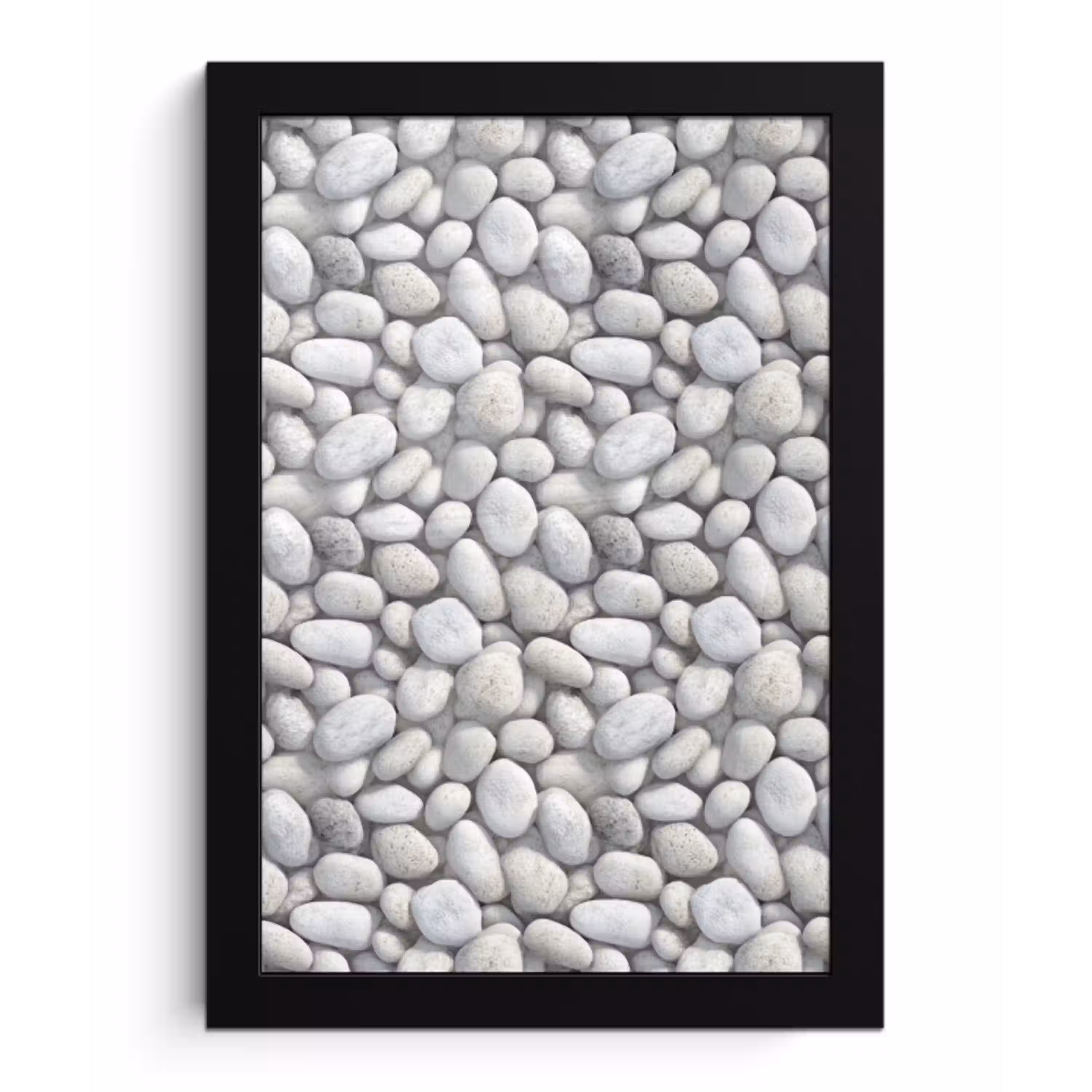 Steentjes - Grijs - Ovaal fotolijst zwart zonder passe partout klein 224 -3d
