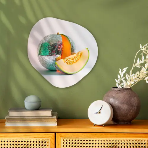 Disco - Discobal - Meloen - Pastel Wandcirkel Organisch Forex 3mm klein -sfeer2