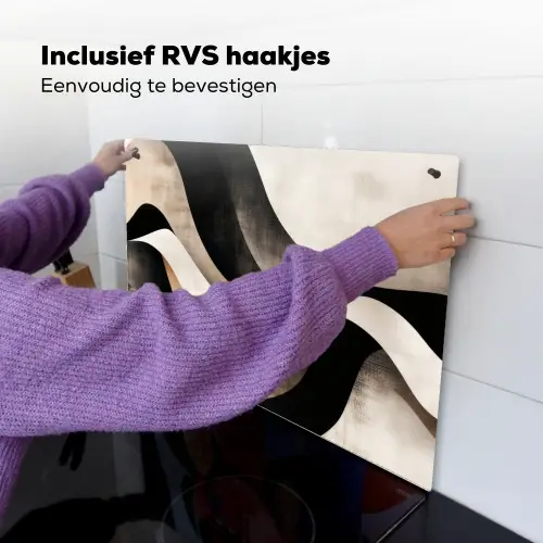 Abstract - Golven - Zwart - Verweerd Inductie beschemer met haakjes klein -ky-ophangen-nl