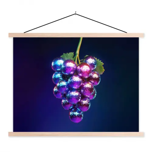 Paars - Disco - Feest - Druif textielposter latten blank klein -3d