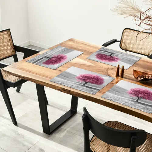 Boom - Natuur - Roze - Zwart wit Placemat vinyl groot -zzsfeer4_Kitchenyeah-website