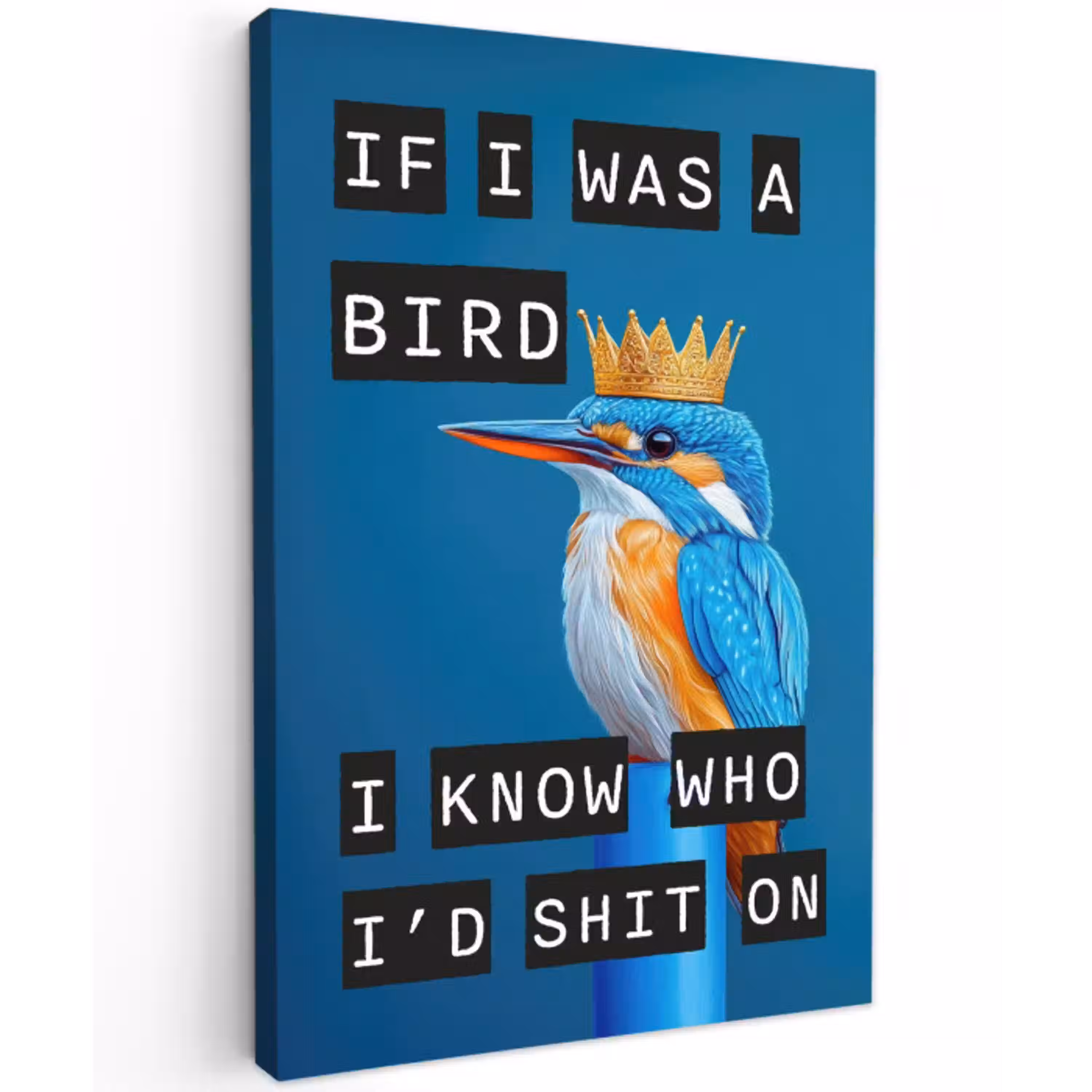 Vogel - Decoratie - Ijsvogel - Blauw canvas 2cm klein -z3d