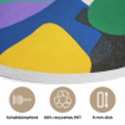 Vormen - Stippen - Kleurrijk Akoestische PET Vilt - Rond klein -closeup_DE