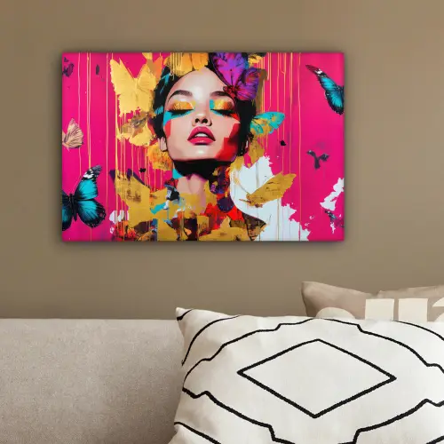 Vrouw - Abstract - Kleurrijk canvas 2cm klein -sfeer3