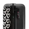 Crèmekleurige harten op zwart NBS - Handbagage koffer - Volwassenen Unisex middel -slot