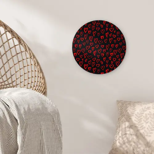 Zwart - Harten - Rood Wandcirkel plexiglas klein 852 -sfeer5