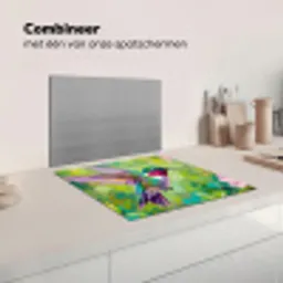 Kolibrie - Bloemen - Natuur - Kleurrijk Inductie beschermer vinyl 3mm middel -wsfeer7_website