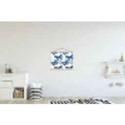 Blauw - Vlinders - Bloemen - Wit textielposter latten blank klein 122 -kinderkamer