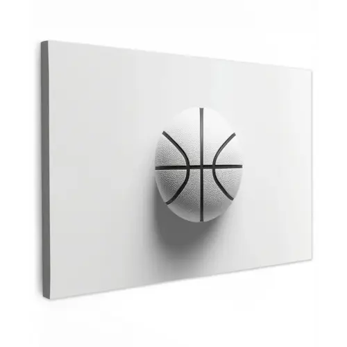 Basketbal - Wit - Schaduw - Lijnen Tuinposter op houten frame 2 cm dik klein -3d