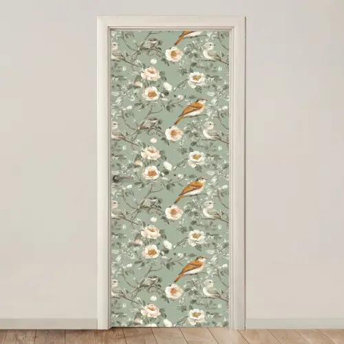 Roze - Vogels - Kleurrijk deurposter klein 289 -3d_beige