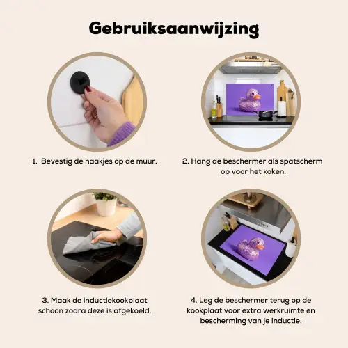 Disco - Eend - Paars Inductie beschemer met haakjes klein -ky-gebruik-nl