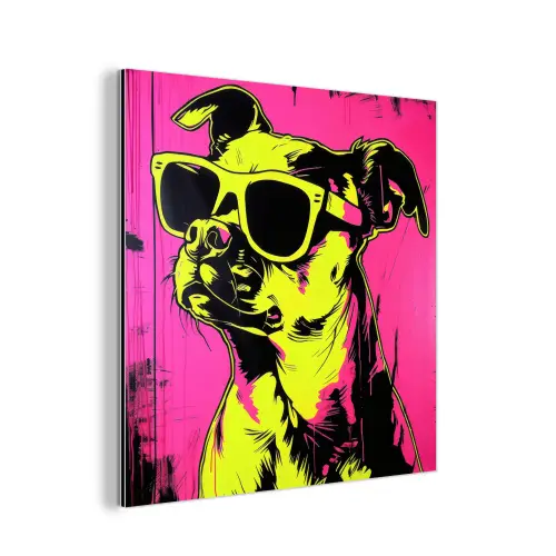Hond - Zonnebril - Roze - Art aluminium wit klein -3d