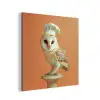 Kerkuil - Koksmuts - Oranje - Vogel aluminium wit klein -3d