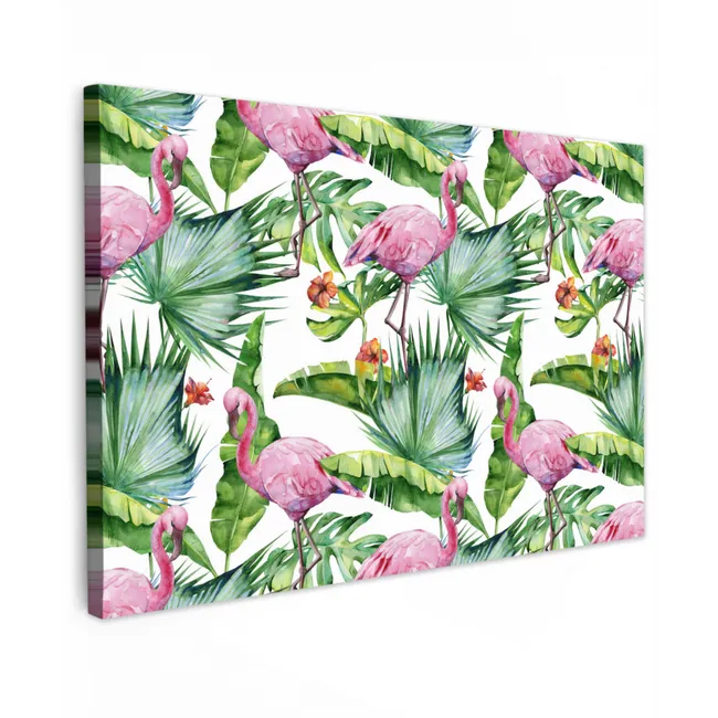 Bladeren - Flamingo - Bloemen - Jungle Tuinposter op houten frame 2 cm dik klein -3d