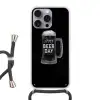 Bierpul - Witte krijtletters - Happy beer day Hoesje iPhone 16 Pro Max met koord klein -3d