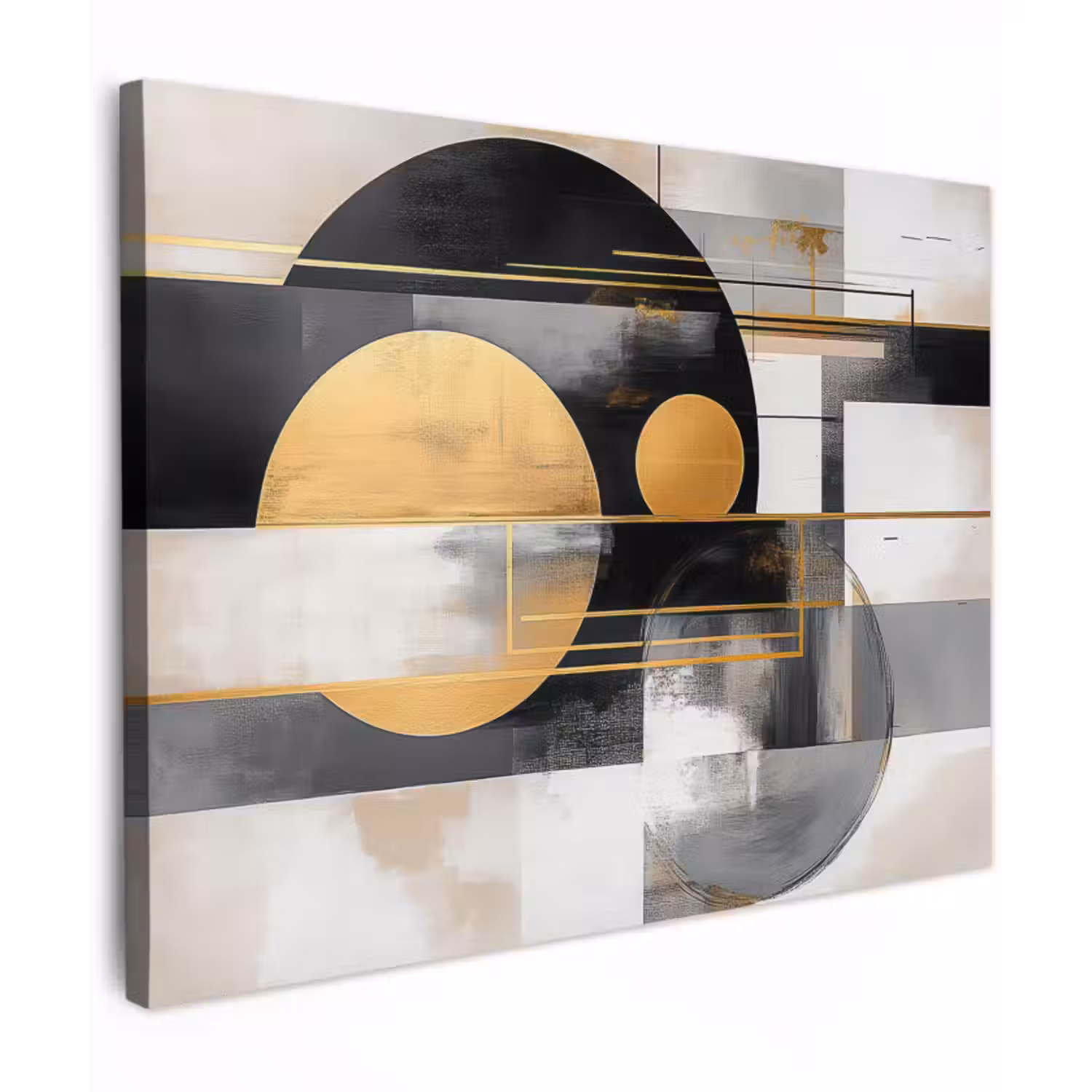 Leinwandbild - Abstrakt - Gold - Silber - Formen - Ästhetisch - Modern
