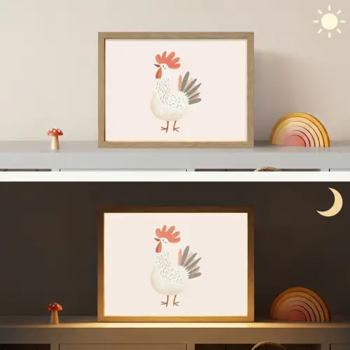 Kip - Boerderij - Dieren Light Box met batterij (Wandlamp kind) middel -sfeer3_kind