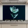 Bladeren - Bloem - Glazen - Donkerblauw keuken achterwand spatscherm klein -3d_website