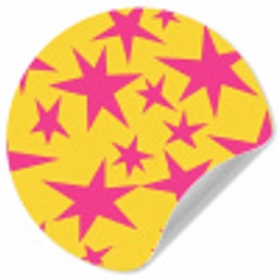 Sterren - Patroon - Roze - Geel Wandcirkel behangsticker klein 186 -3d