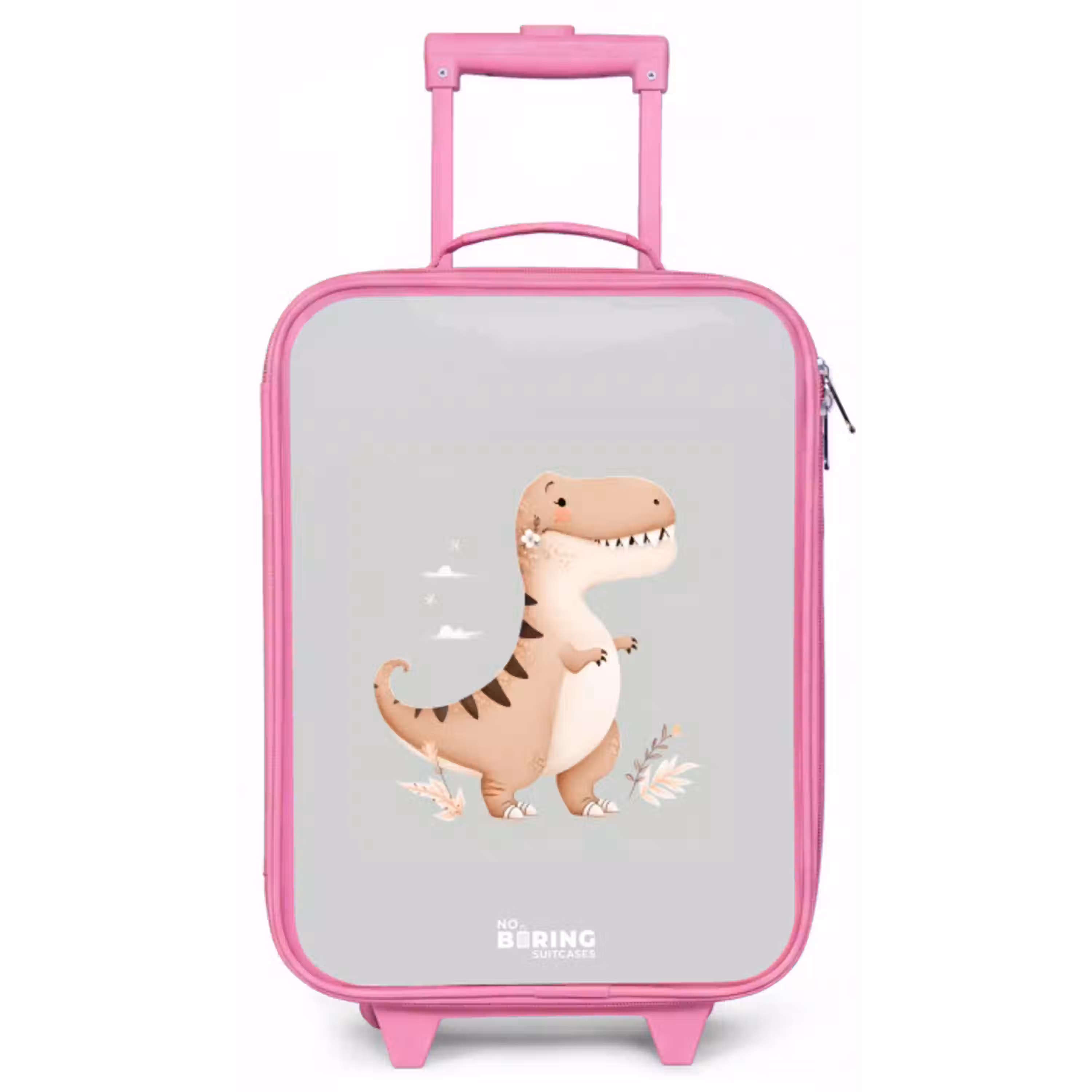Dino in beige en grijze kleuren Kinderkoffer - Roze klein -zz3dotto