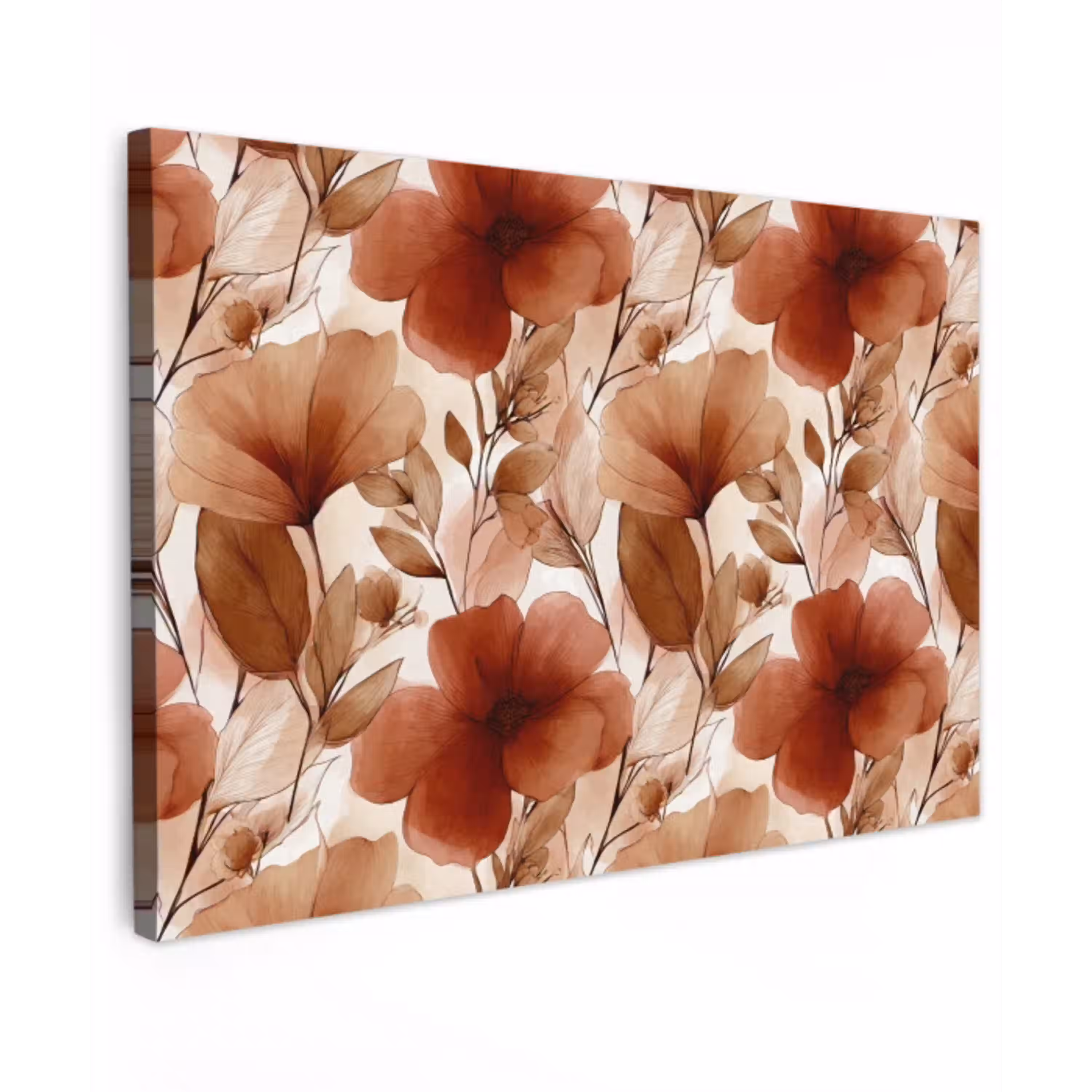 Bloemen - Aquarel - Botanisch - Terracotta Tuinposter op houten frame 2 cm dik klein 845 -3d