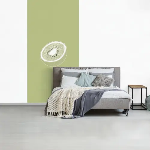 Kiwi - Lijntekening - Minimalistisch - Groen fotobehang vinyl groot -slaapkamer