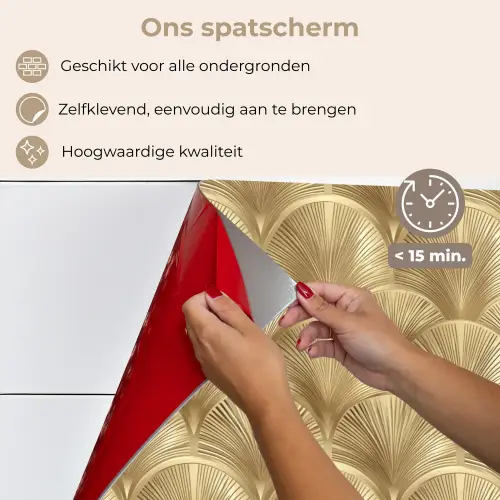 Patroon - Waaier -  Goud keuken achterwand spatscherm klein 900 -spatscherm_NL