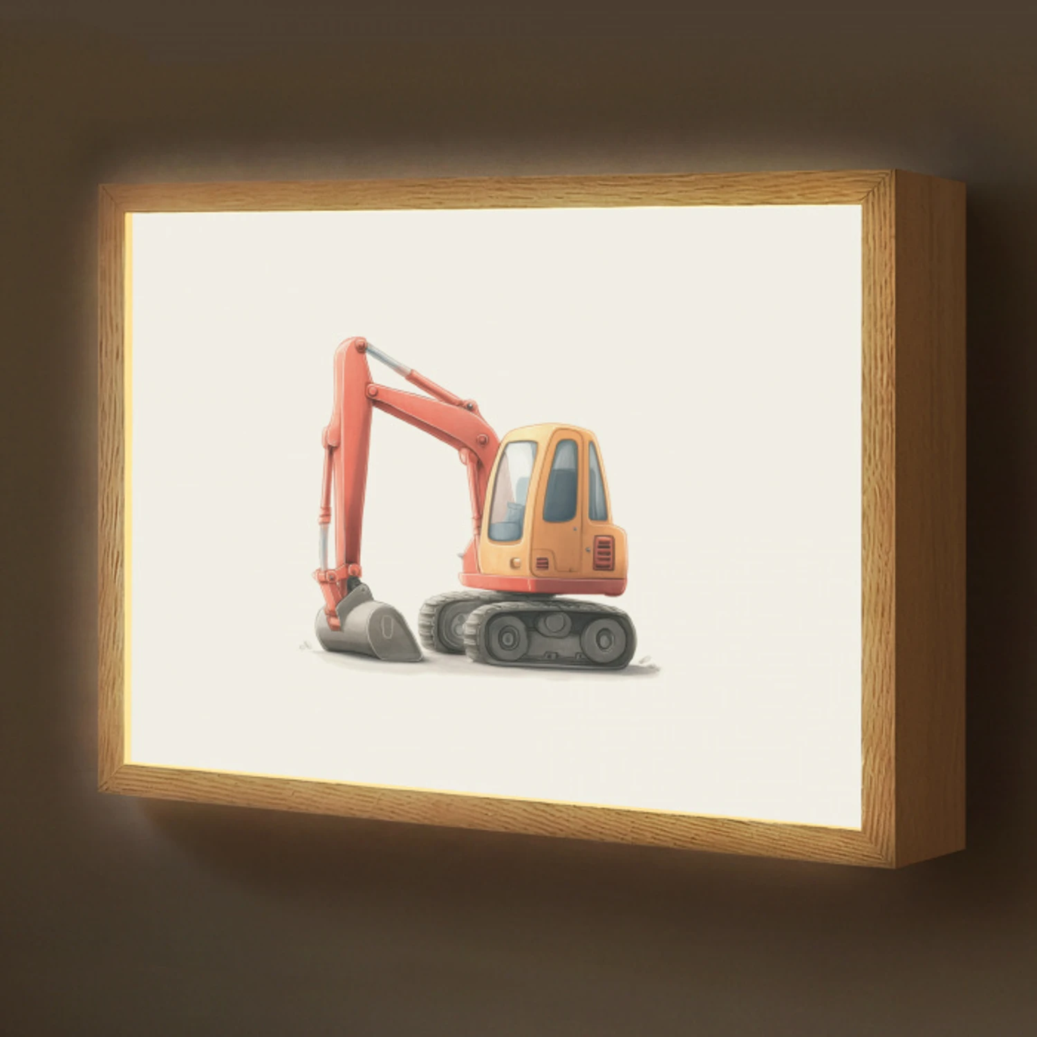 Graafmachine - Oranje - Illustratie - Minimalistisch Light Box met batterij (Wandlamp kind) middel -z3d_website